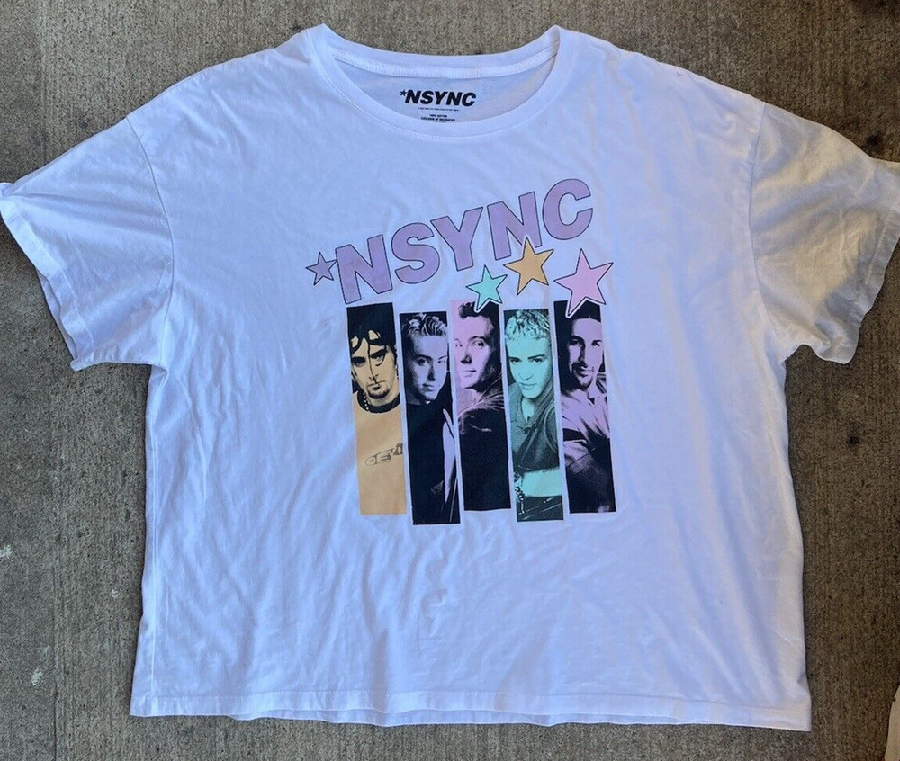 NSYNC Pop Boy Band Tee Shirt White 100% Cotton Graphic Print, Women/Men 2XL